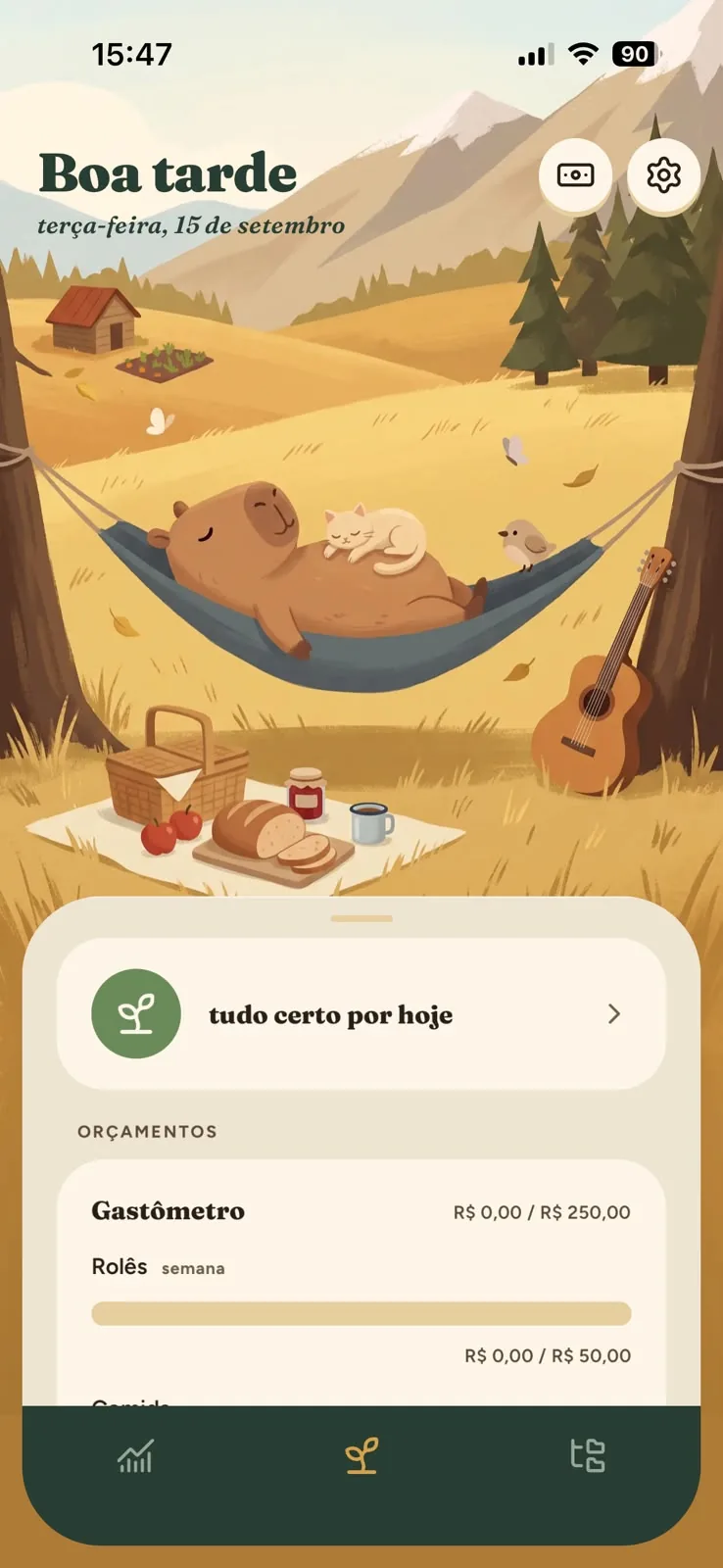 Tela inicial do app mudda